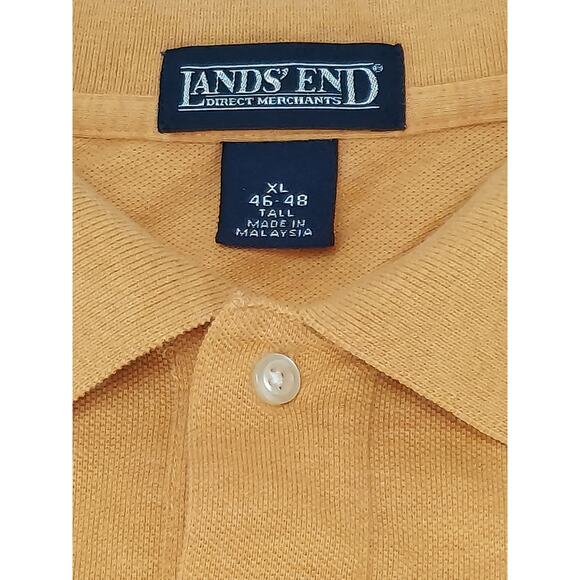 Lands End Men's Long Sleeve Polo Shirts Lot of 2 Green & Butterscotch XLT 46-48 - Picture 4 of 11